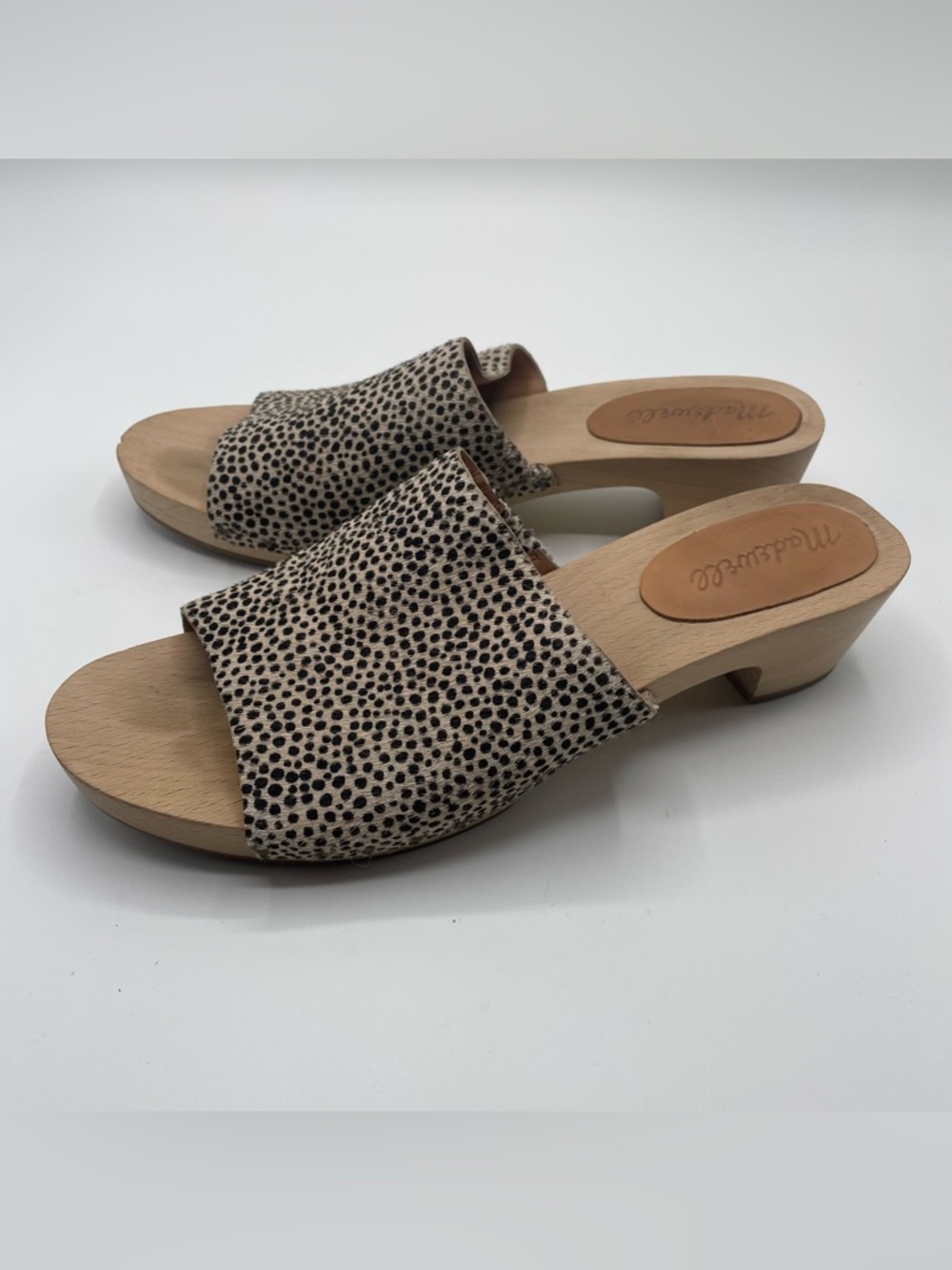 MADEWELL The Evelyn Clog Slide Sandals Spotted Calf Hair Genuine Leather Size 8